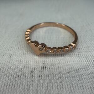 Sterling Silver 925 Rose Gold Plated CZ Ring Heart Design Size 7 Dainty Design